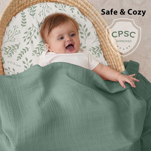 Yoofoss Organic Muslin Swaddle Blanket 47x47 Inches Soft Breathable for Babies