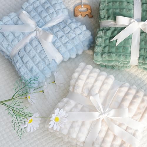Yameishy Fleece Baby Blanket - 30x40 Inch Ultra Soft 3D Grid Design