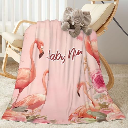 COWSROCK Flamingo Baby Blanket with Name Custom Print