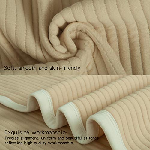 NTBAY Jersey Cotton Quilted Toddler Blanket - Camel Stripe 30x40 Inches