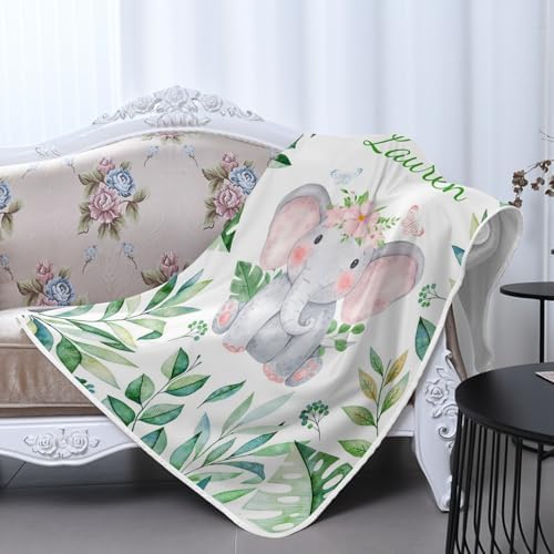 Deven Green Leaves Elephant Cooling Blanket for Toddler Customized 30x40 Inch