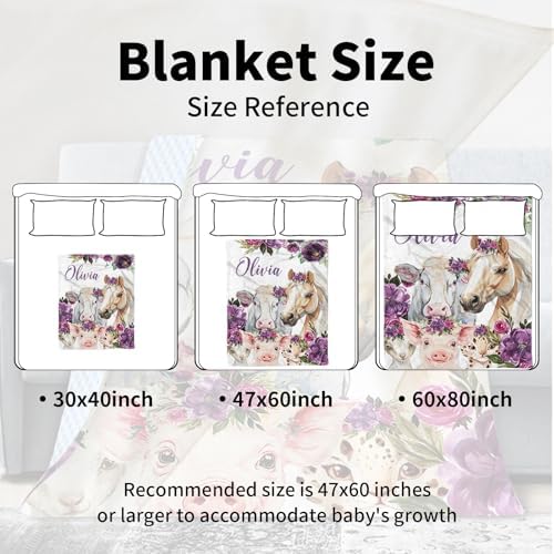 Custom Baby Blanket with Name and Animals Design 1