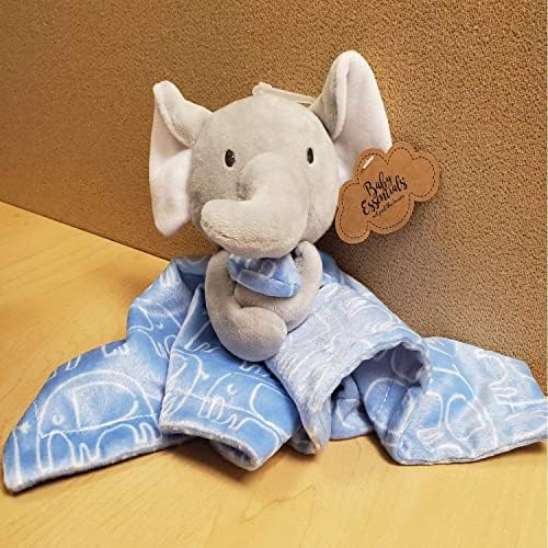 Minky Animal Snuggler Lovey Blanket for Kids - Blue Elephant Design