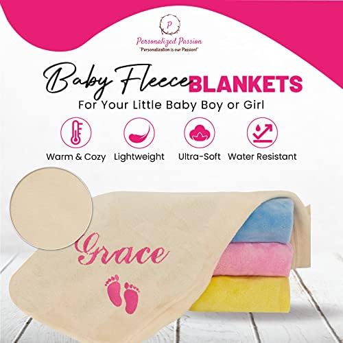Personalized Passion Baby Blanket - Custom Name and Feet Design 28x40 Cream