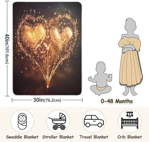 Burbuja Gold Heart Baby Blanket for Boys Girls 30x40