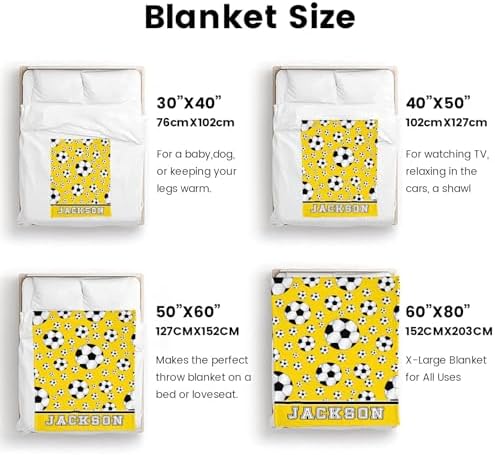 Deven Soccer Yellow Personalized Baby Blanket - 30x40 Inches