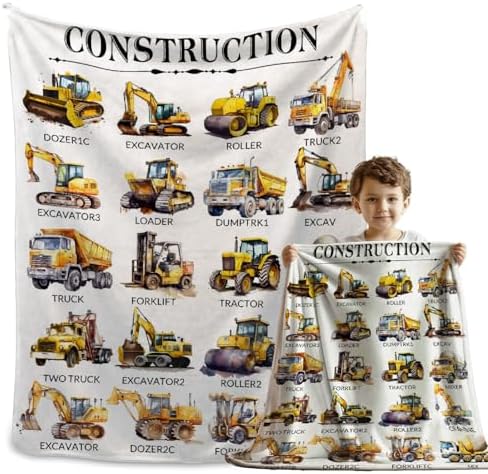 Truck Construction Equipment Flannel Blanket for Kids