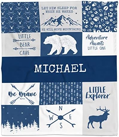 Toyshea Personalized Woodland Baby Blanket with Deer Design