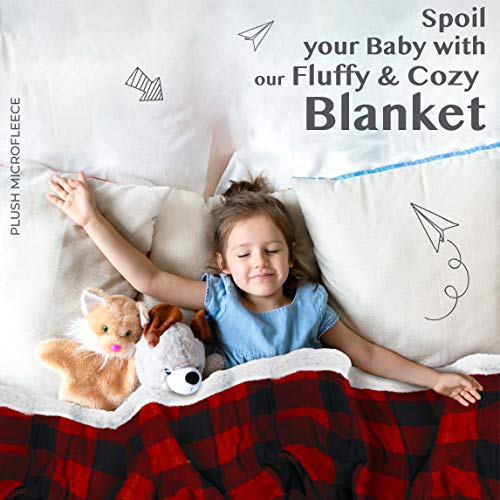 TrailCrest Ultra Soft Sherpa Fleece Plaid Baby Blanket 1
