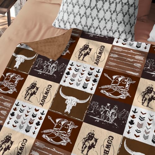 Western Baby Blanket for Boys Girls Soft Minky Bed Blanket