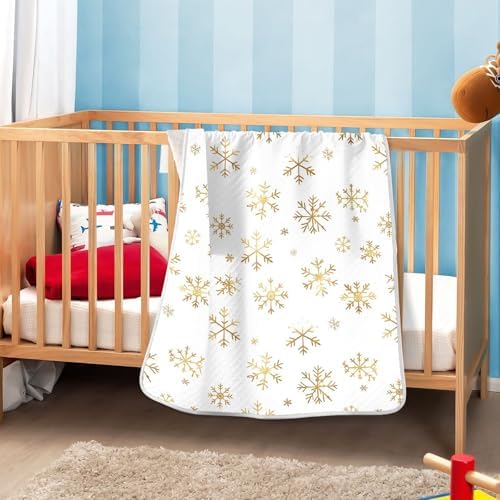 KJIZMO Gold Snowflake Baby Blanket 30x40 1