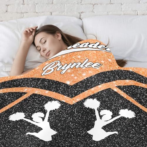 Custom Cheer Orange Baby Blanket with Name for Newborn