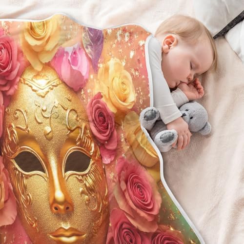Burbuja Mardi Gras Golden Mask Baby Blanket 30x40
