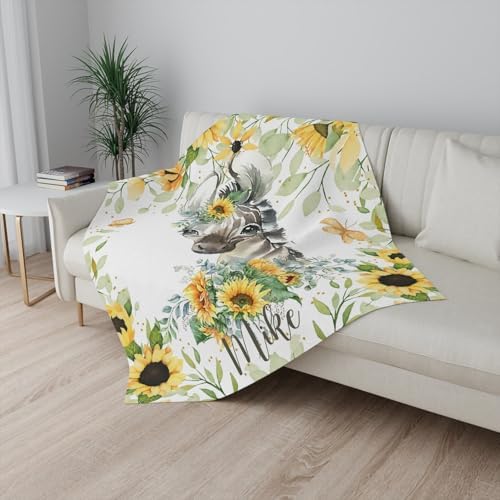 Customized Zebra Sunflower Baby Blanket with Name
