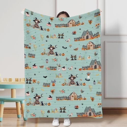 Hwmmbh Fall Farm Witch Cats Baby Blanket 60x80 1