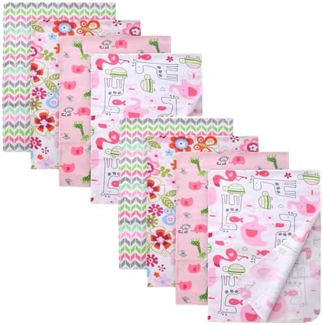 Waoot Kdet 8 Pack Flannel Receiving Blankets for Baby
