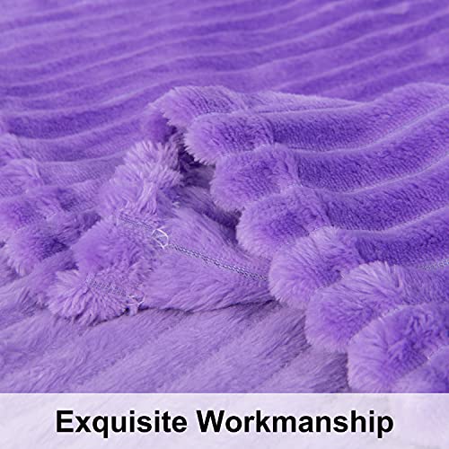 NTBAY Plush Flannel Baby Blanket 50X60 Inches Purple Striped