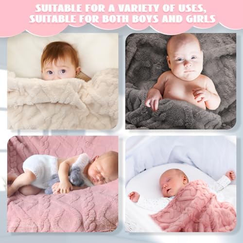 4 Pcs Fleece Baby Swaddling Blankets Set Pink