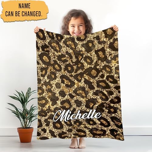 Hyturtle Personalized Leopard Baby Blanket - Cozy Cheetah Print Swaddle for Newborns