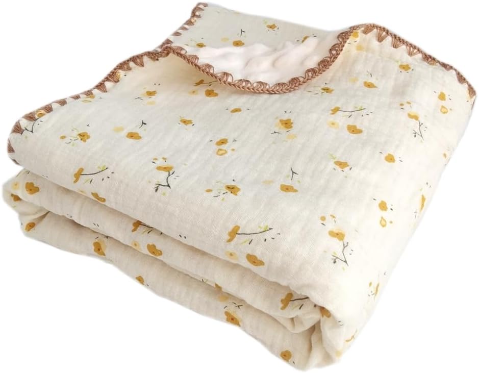Gunnaicat Baby Soft Muslin Blanket 40x40 Yellow Floral