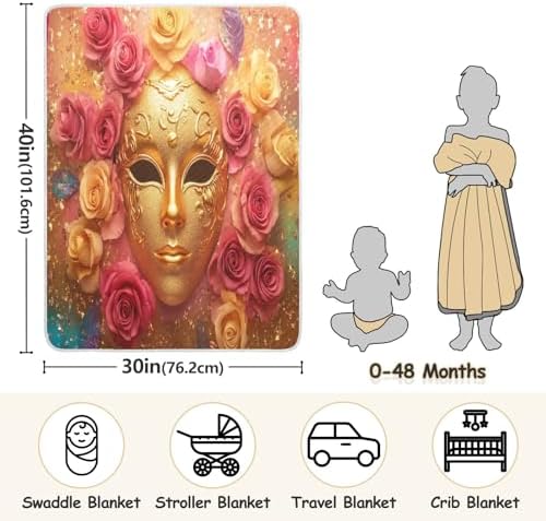 Burbuja Mardi Gras Golden Mask Baby Blanket 30x40