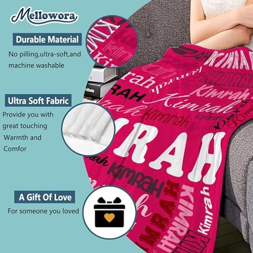 Personalized Pink Fleece Throw Blanket for Kids