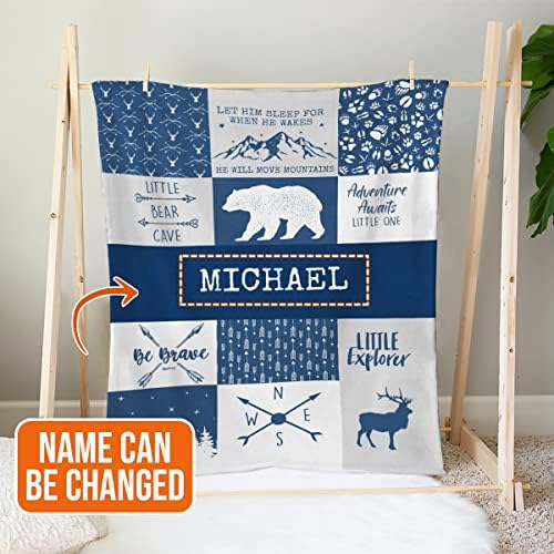 Toyshea Personalized Woodland Baby Blanket with Deer Design