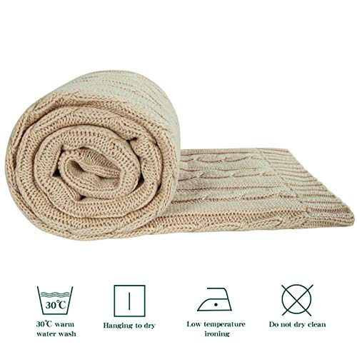 NTBAY 100 Pure Cotton Cable Knit Baby Blanket 30x40 Inches