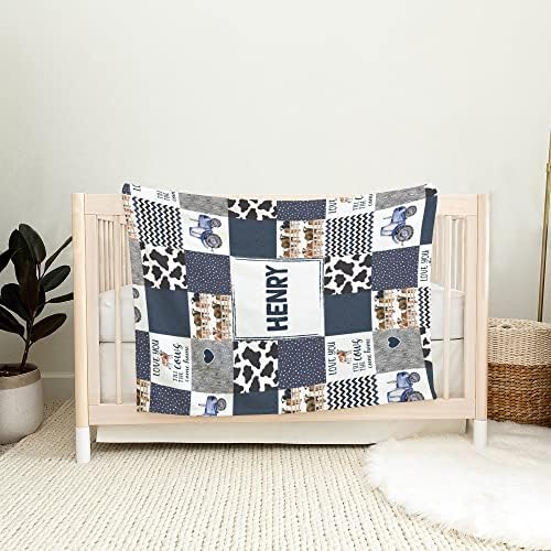 Personalized Cow Print Baby Blanket with Name