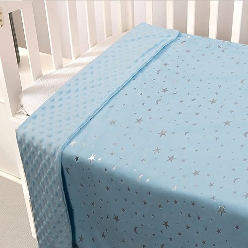 Donsonny Baby Blanket Soft Minky Reversible 30x40 Inch Blue