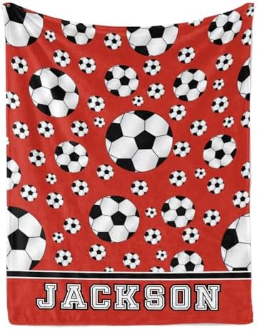 Deven Soccer Red Personalized Baby Blanket - 30x40 Inches