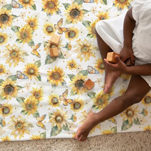 Yellow Sunflower Flannel Baby Blanket 60x80