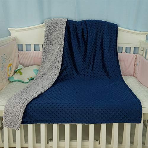 BlueSnail Toddler Crib Minky Blanket with Plush Shepra Fleece