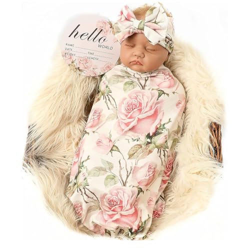 Galabloomer Vintage Flower Baby Swaddle Blanket Set