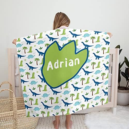 Personalized Dinosaur Blanket with Name for Kids
