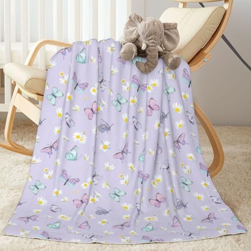 SUPLUCHOM Baby Blanket Butterfly Daisy 30x40 Inch Plush