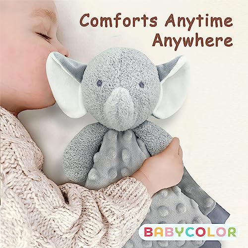 Babycolor Elephant Baby Security Blanket 15 Inch Grey