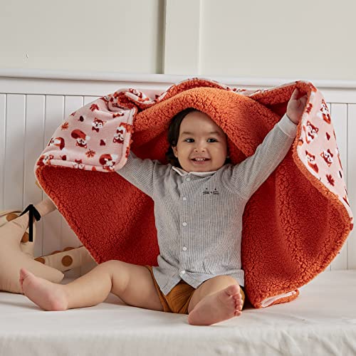 DaysU Plush Flannel Sherpa Baby Blanket with Fox Print 1
