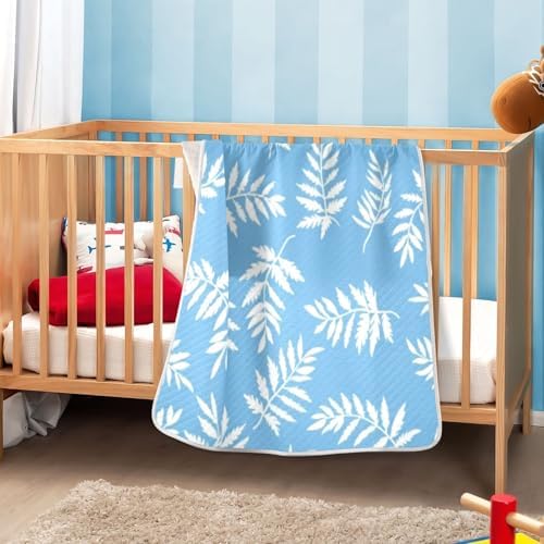 YJMYDDZ Baby Blanket with White Leaves 30x40 Inch Soft Breathable Nursery Bed Blanket