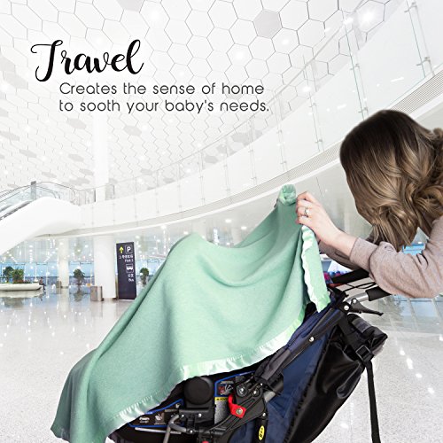 Bamboo Rayon Toddler Security Blanket - Soft Light Green with Satin Edging