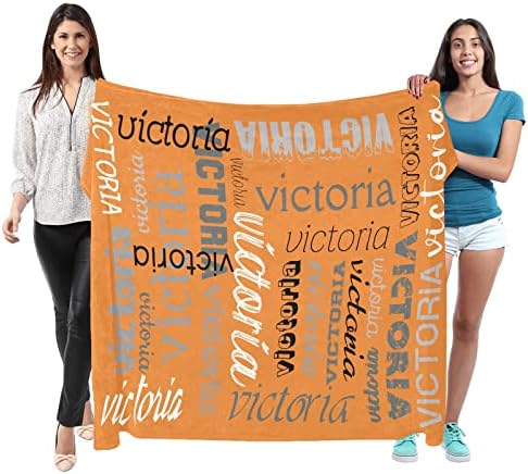 Personalized Orange Baby Blanket with Name for Boys Girls