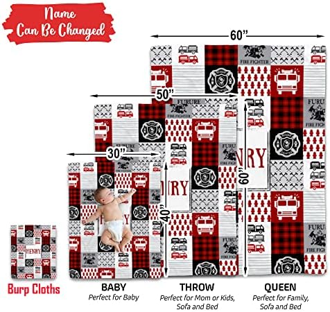 VibeCustom Personalized Firefighter Baby Blanket