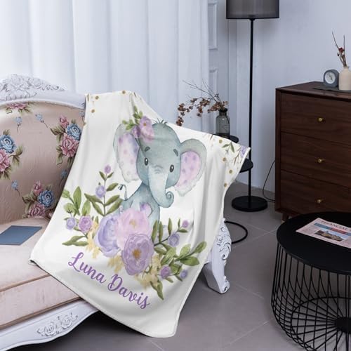 Deven Purple Elephant Cooling Blanket for Toddler