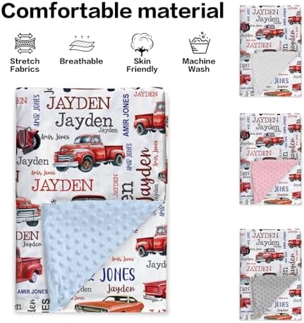 YISMEET Personalized Baby Blanket with Red Car Theme 1