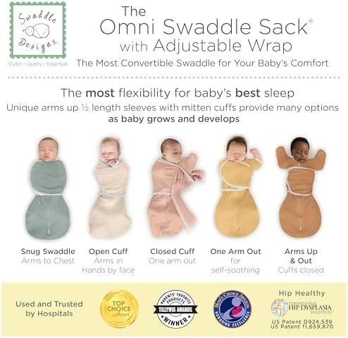 SwaddleDesigns Omni Swaddle Sack for Newborn 6-Way Flexibility