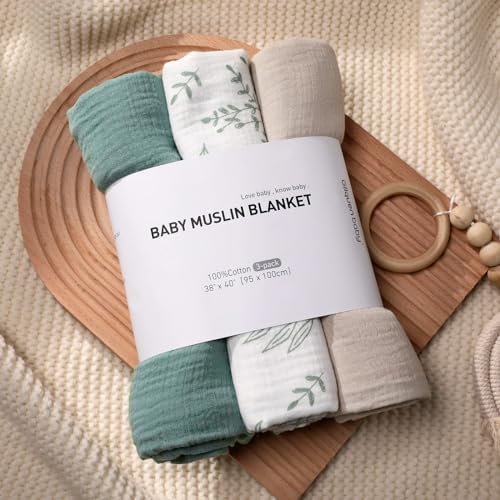 LYRICHOM Muslin Swaddle Blankets 3 Pack