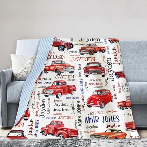 YISMEET Personalized Baby Blanket with Red Car Theme 1