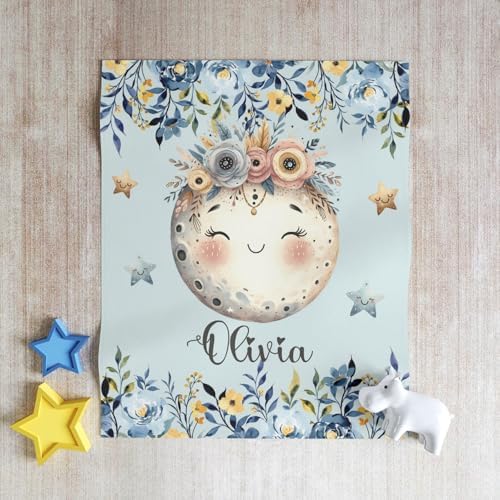 Customized Httfloral Moon Blanket for Kids