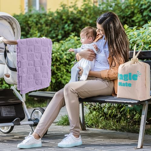 Yagle Mate 4 Pcs Checkered Baby Blankets 30x40 Purple