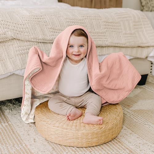 Konssy Muslin Blanket 40x36 Inch Floral Baby Blanket